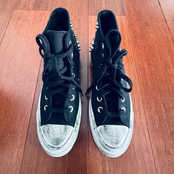 Converse platform Taylor All Star 70 High Top Sneaker Black and White with Studs - Picture 6 of 17